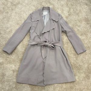 Club Monaco scalloped trench coat jacket gray